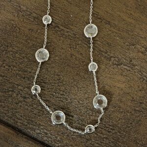 Sterling Silver Clear Crystal Station Necklace